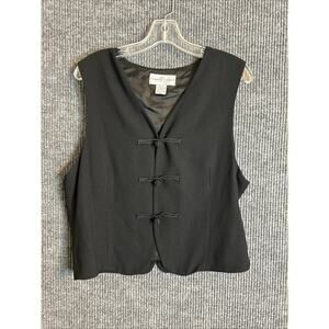 First Issue Womens Button Up Vest Size Large Black Lined Classic Office Career